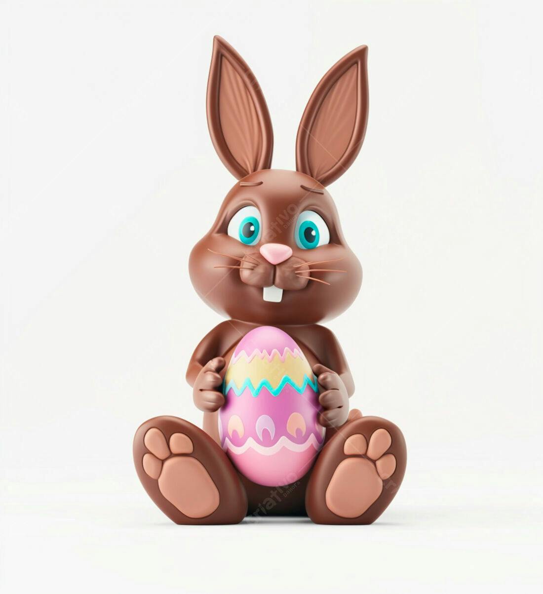 Coelho de chocolate com ovo de Páscoa