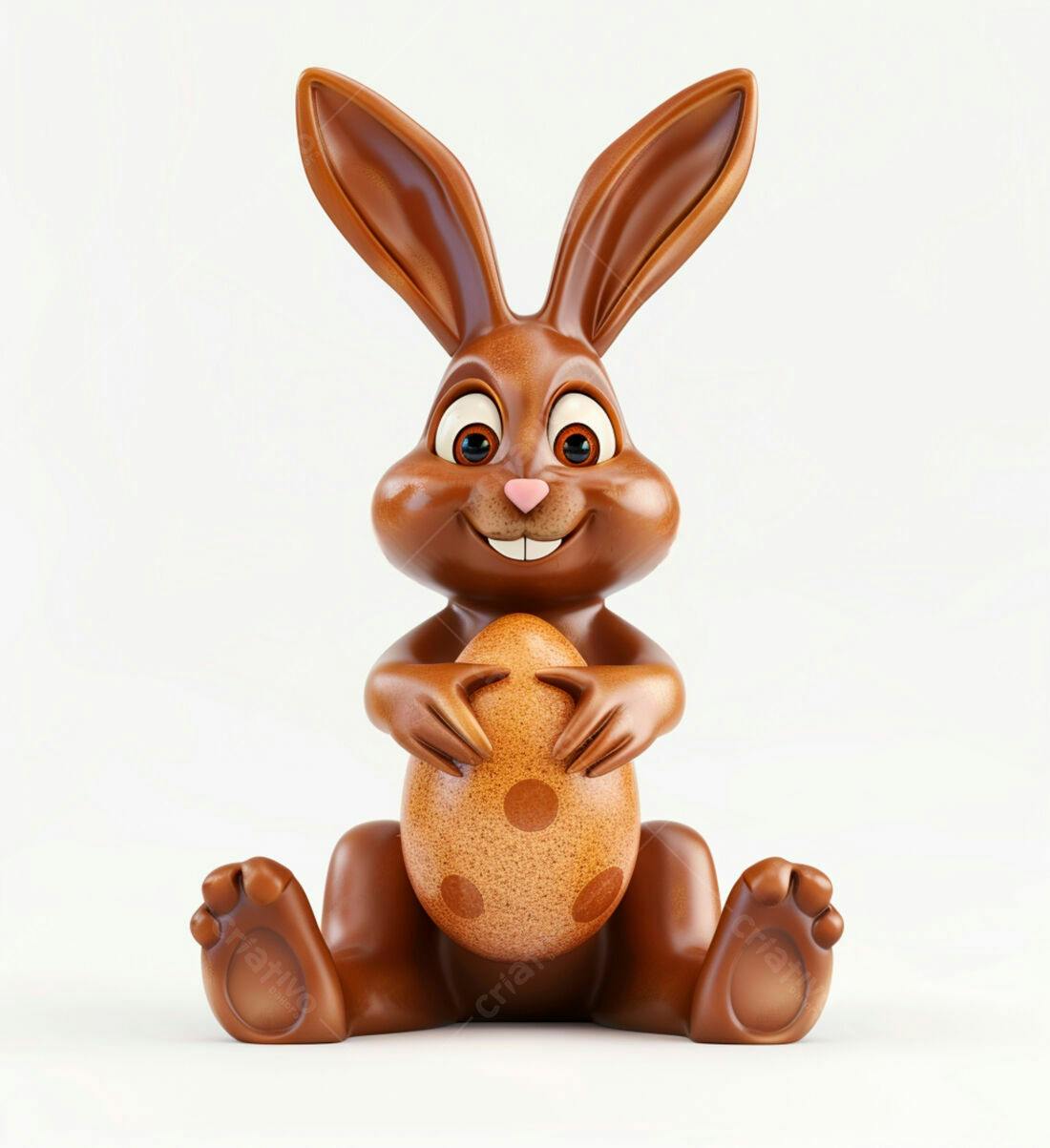 Coelho de chocolate com ovo de Páscoa