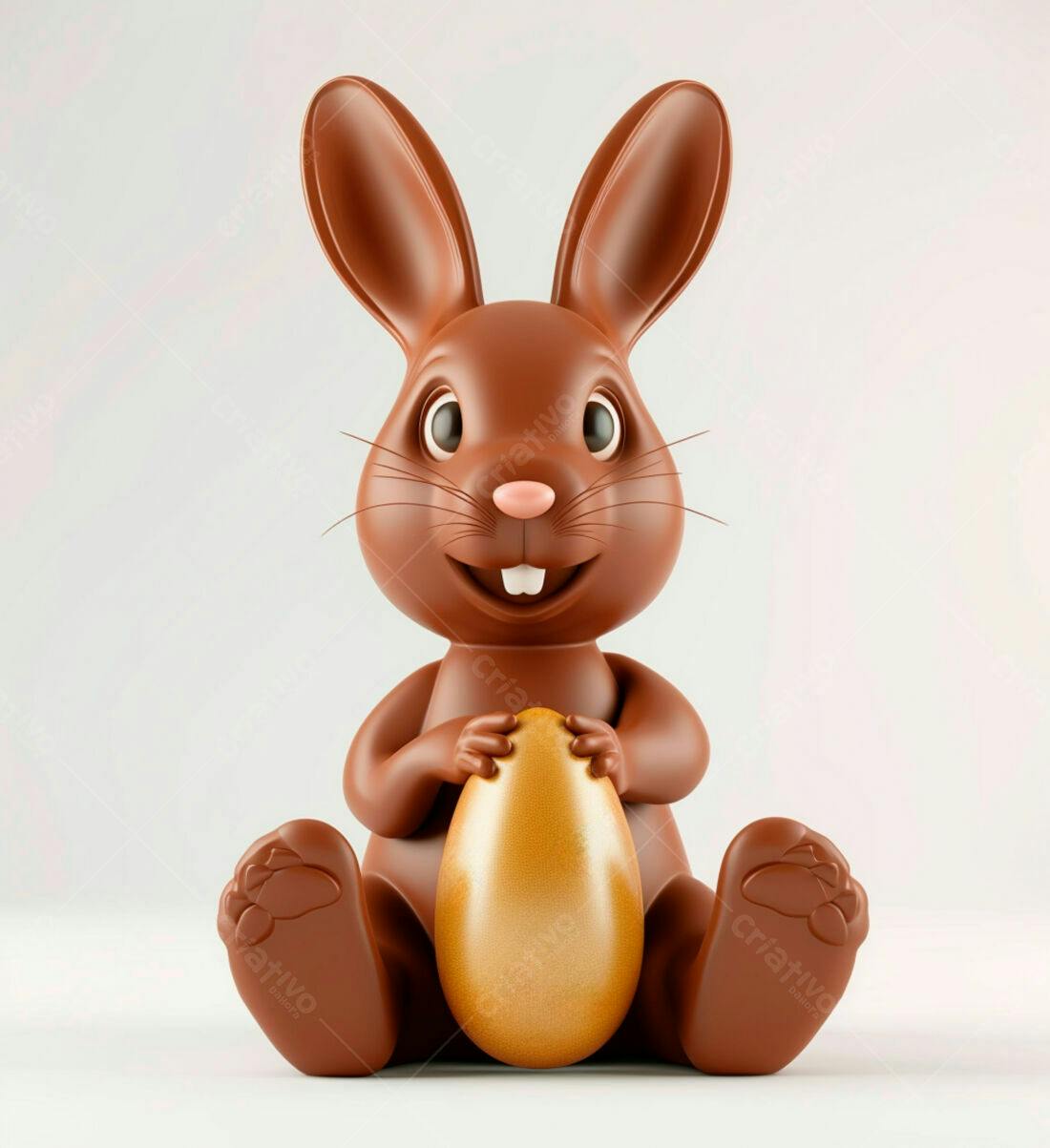 Coelho de chocolate com ovo dourado Páscoa