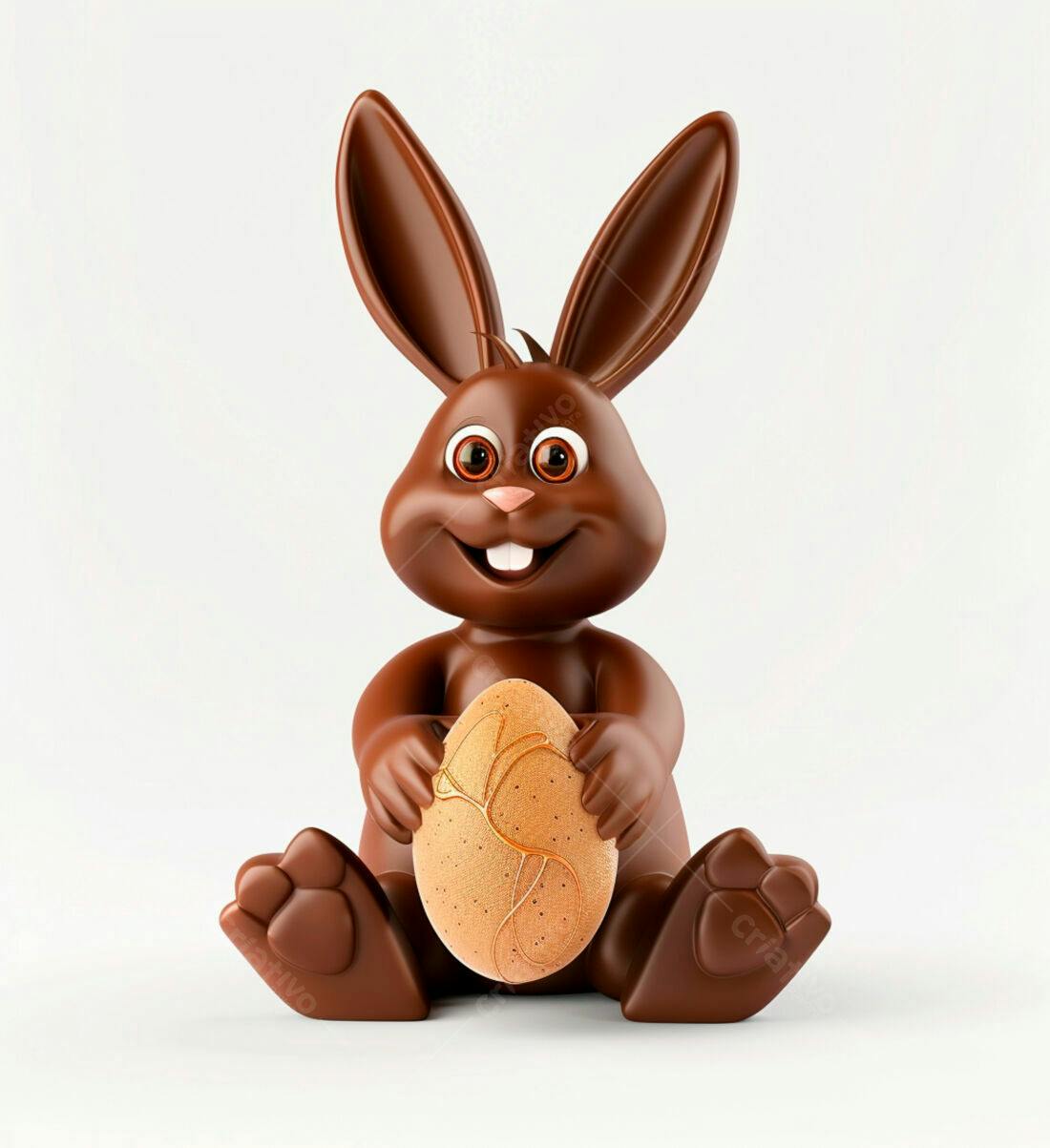 Coelho de chocolate com ovo de Páscoa