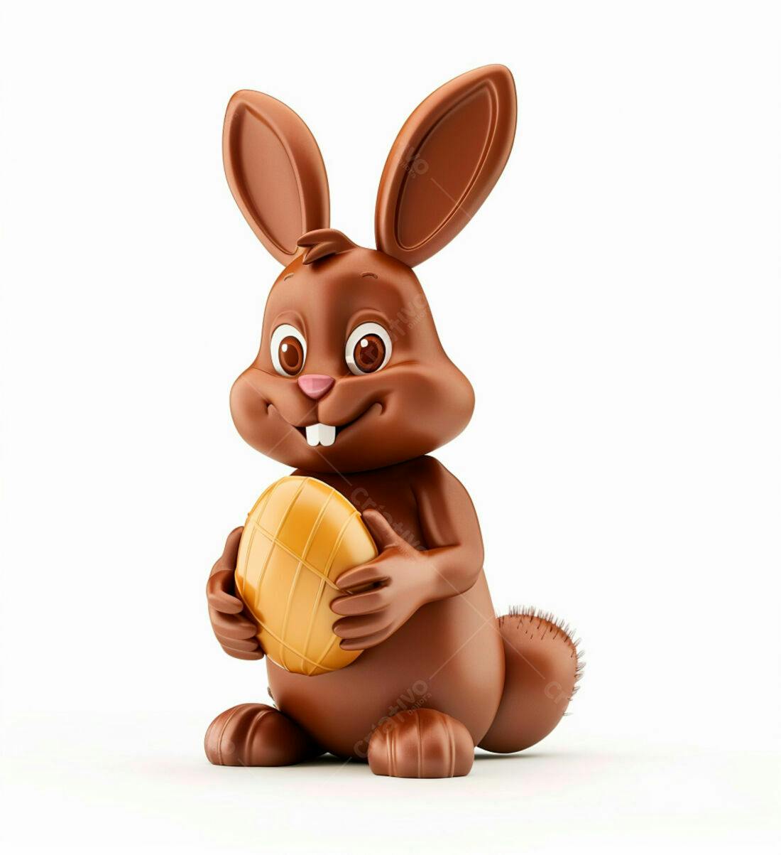 Coelho de chocolate com ovo de páscoa