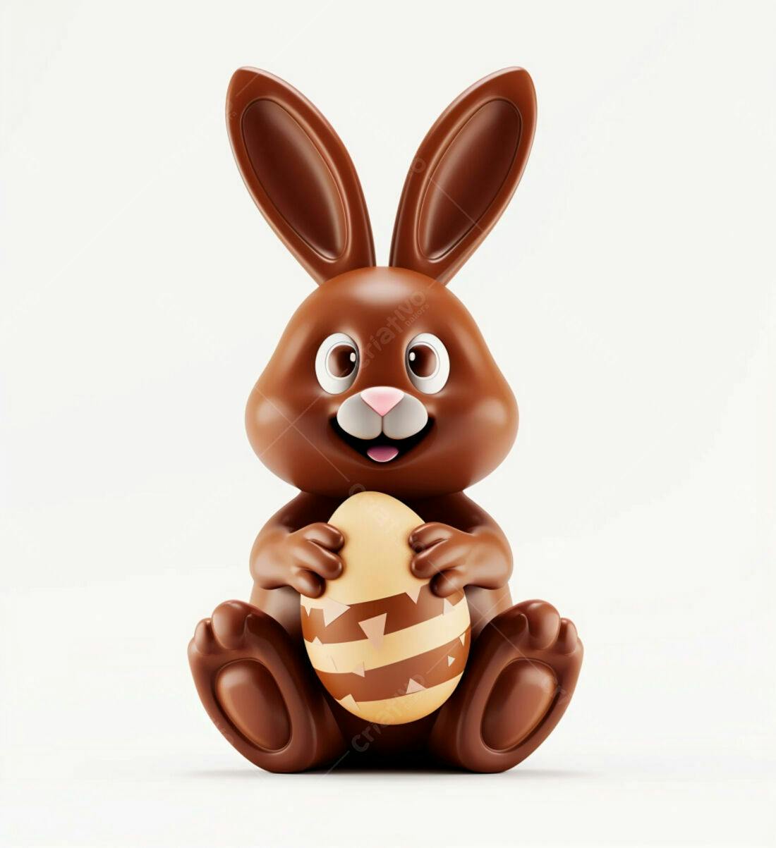 Coelho de chocolate com ovo de páscoa