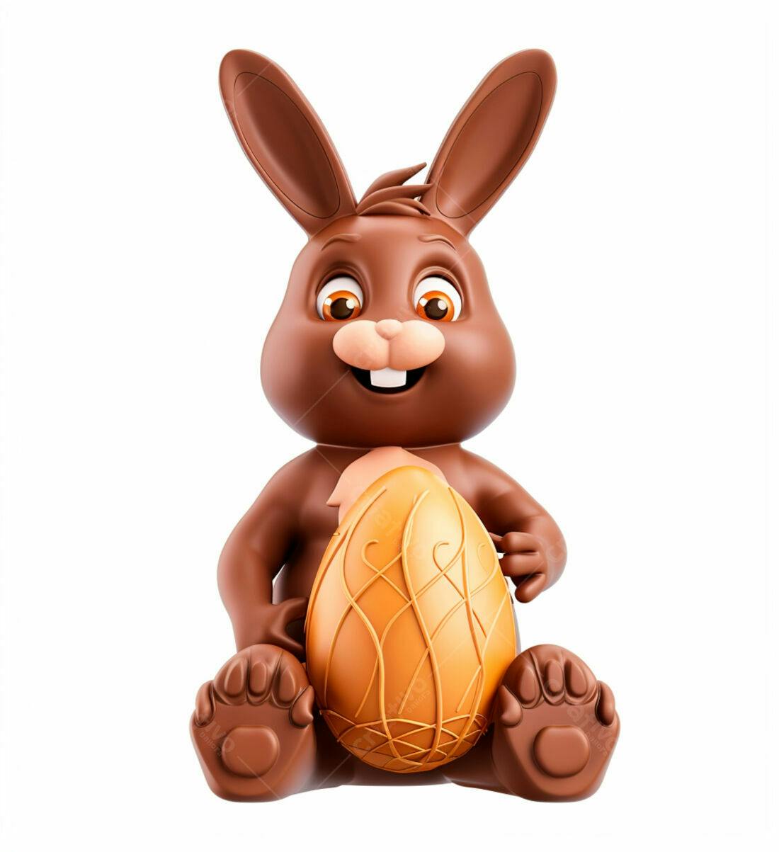 Coelho de chocolate com ovo de Páscoa