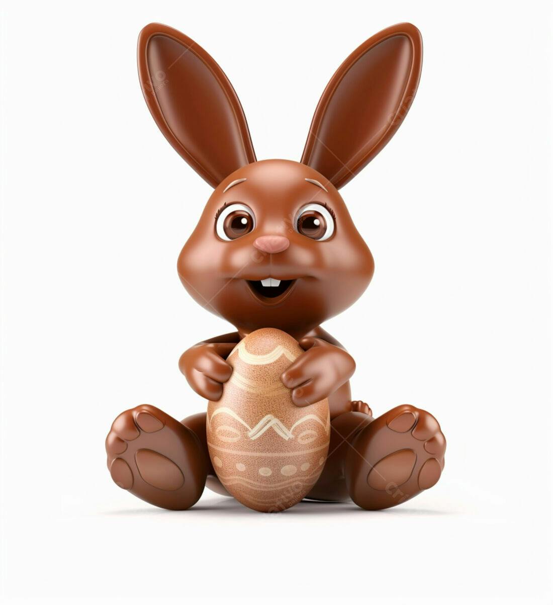 Coelho de chocolate com ovo de Páscoa