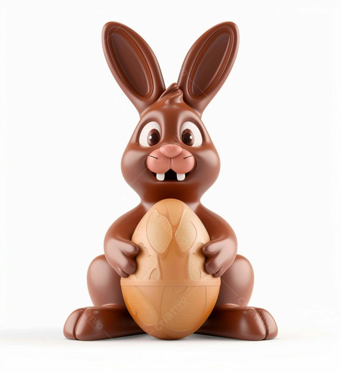 Coelho de chocolate com ovo de páscoa