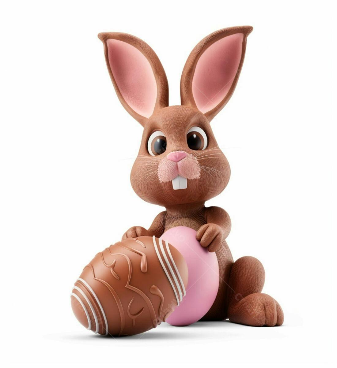 Coelho com Ovos de Páscoa de Chocolate