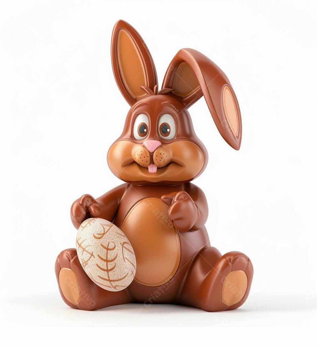 Coelho de chocolate com ovo para Páscoa