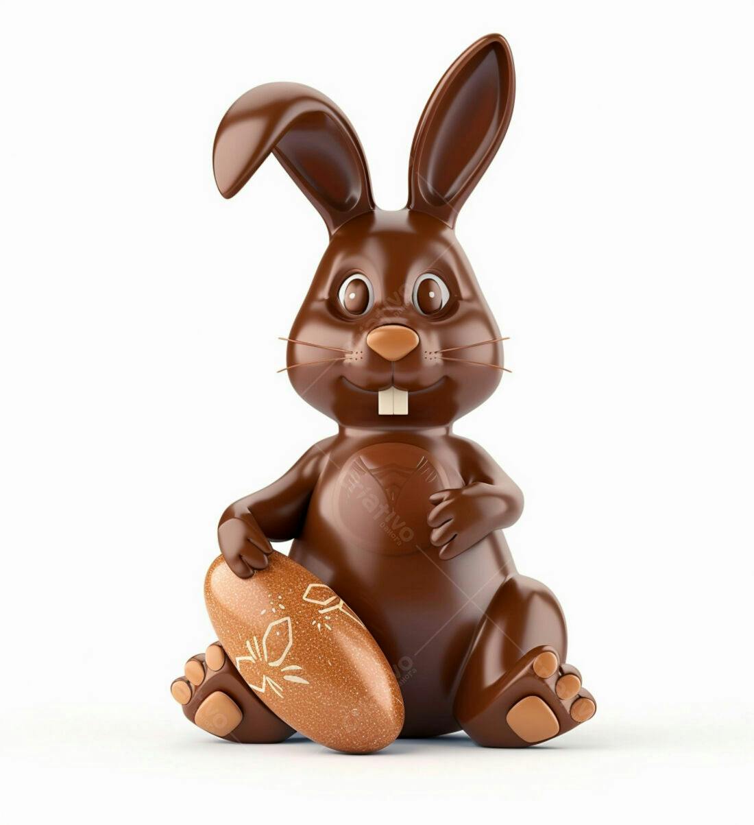 Coelho de chocolate com ovo de Páscoa