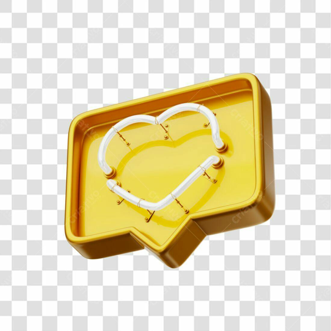 Icone Curtida Neon Dourado PNG com fundo transparente