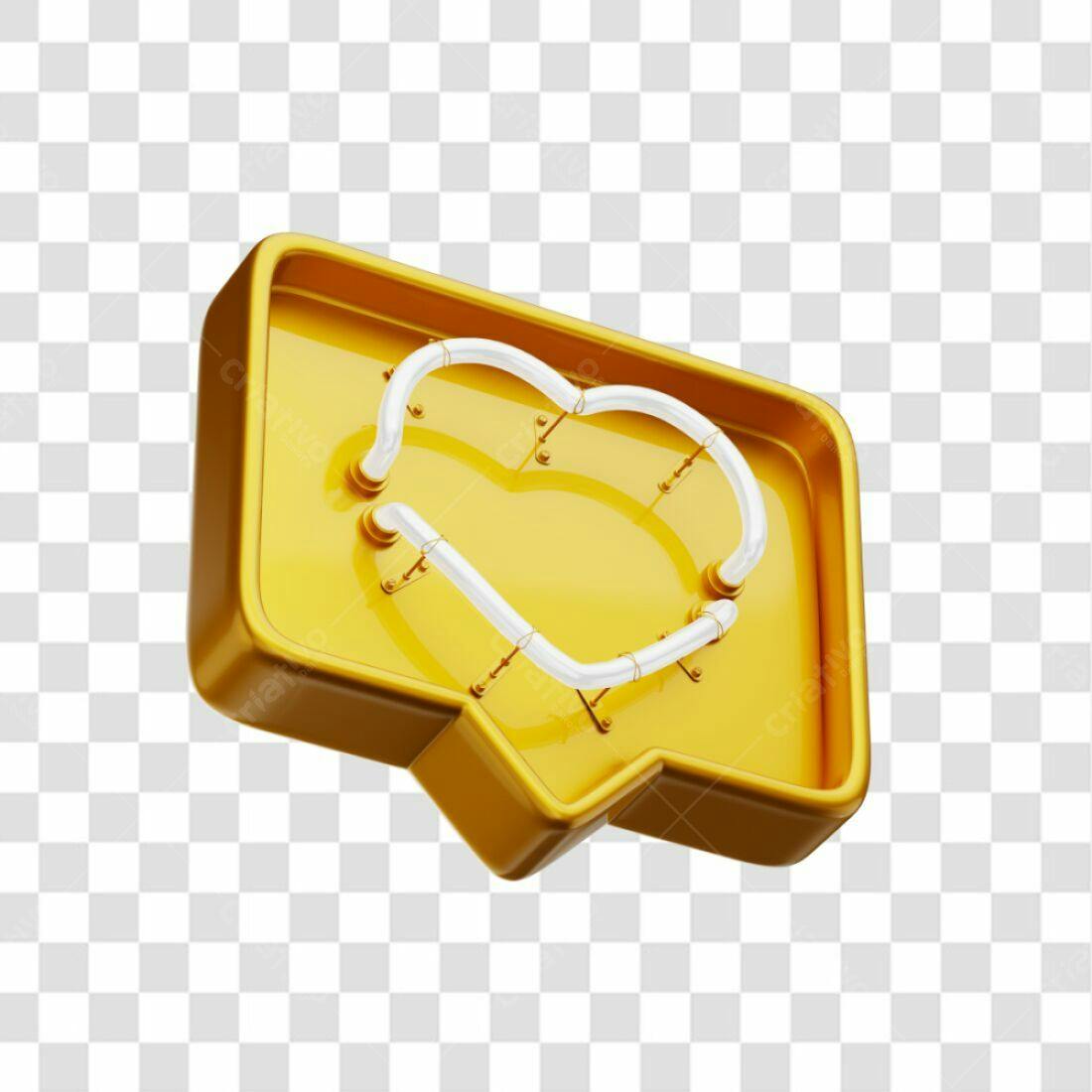 Icone Curtida Neon Dourado PNG com fundo transparente
