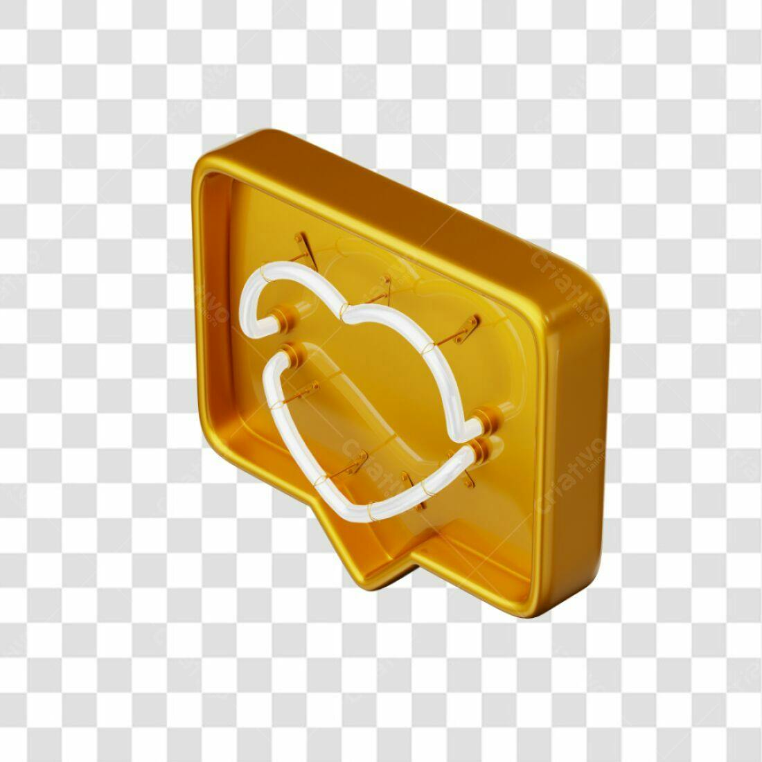 Ícone de Curtida Neon Dourado PNG com fundo transparente
