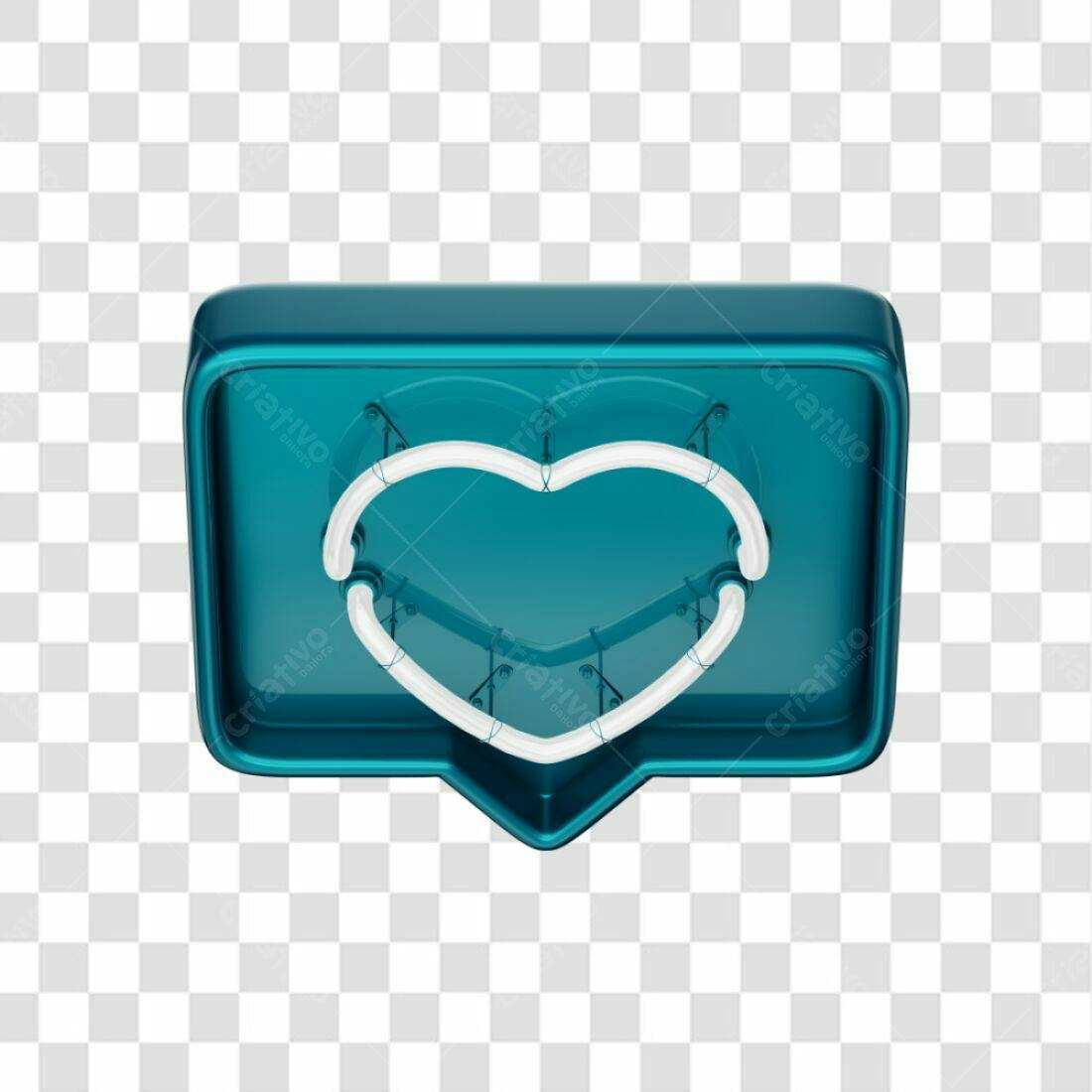 Icone Coração Neon Azul PNG com fundo transparente
