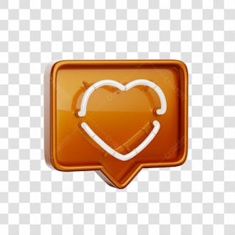 Icone 3d curtida like coração laranja
