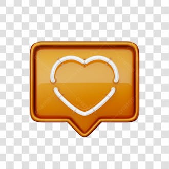 Icone 3d curtida like coração laranja