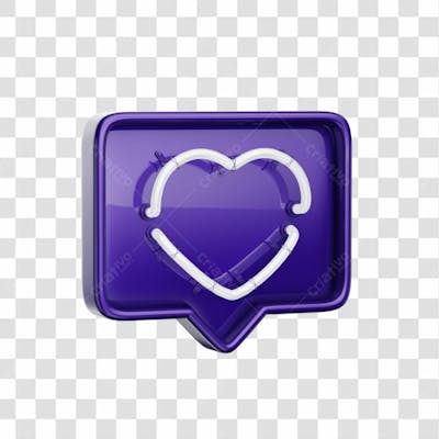 Icone 3D   Curtida   Like   Coração   Roxo (3)
