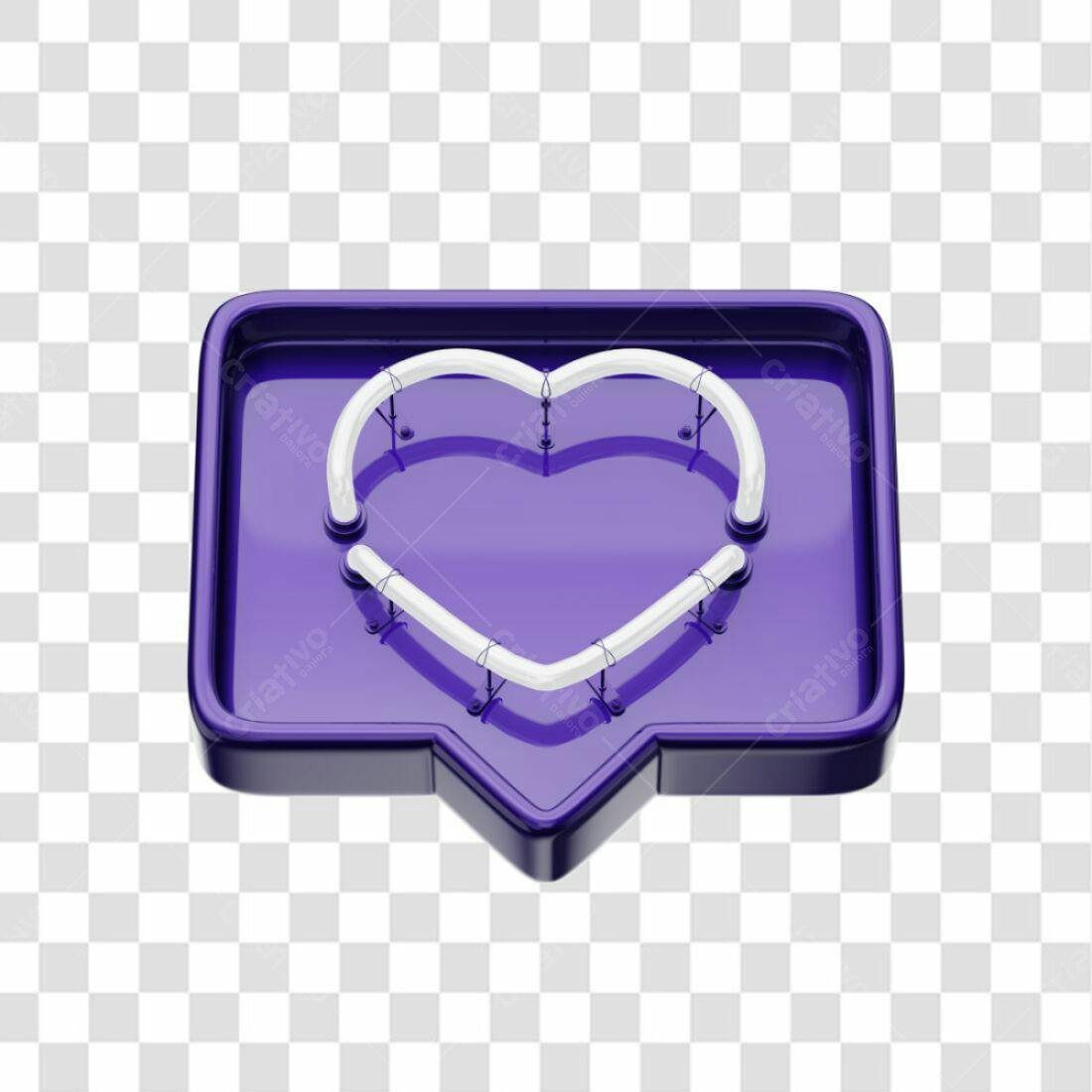 Ícone Coração Neon Roxo PNG com fundo transparente