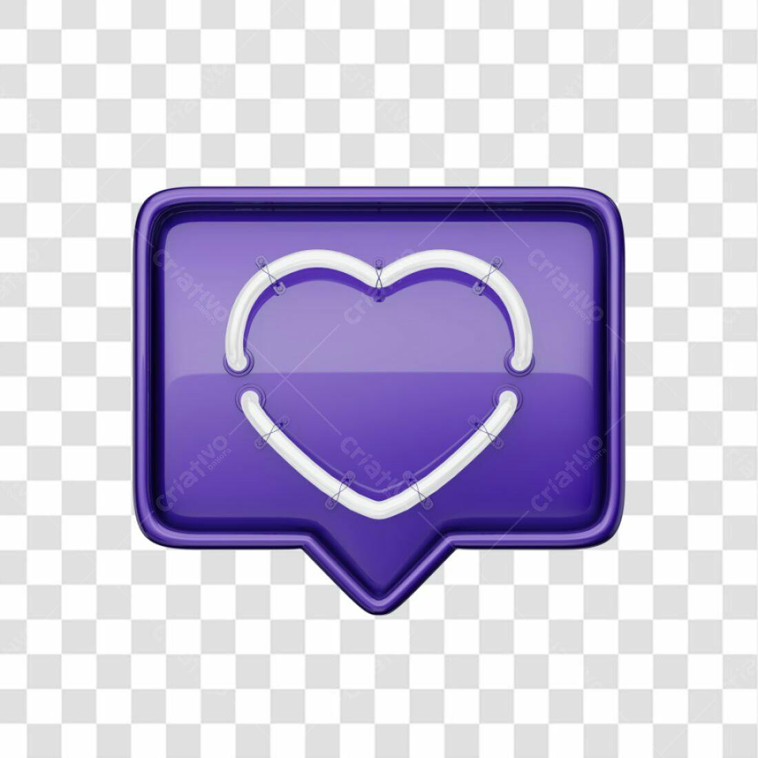 Icone Curtida Neon Roxo PNG com fundo transparente