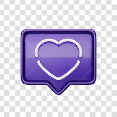 Icone 3D   Curtida   Like   Coração   Roxo (6)