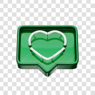 Icone 3d curtida like coração verde