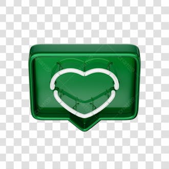 Icone 3d curtida like coração verde