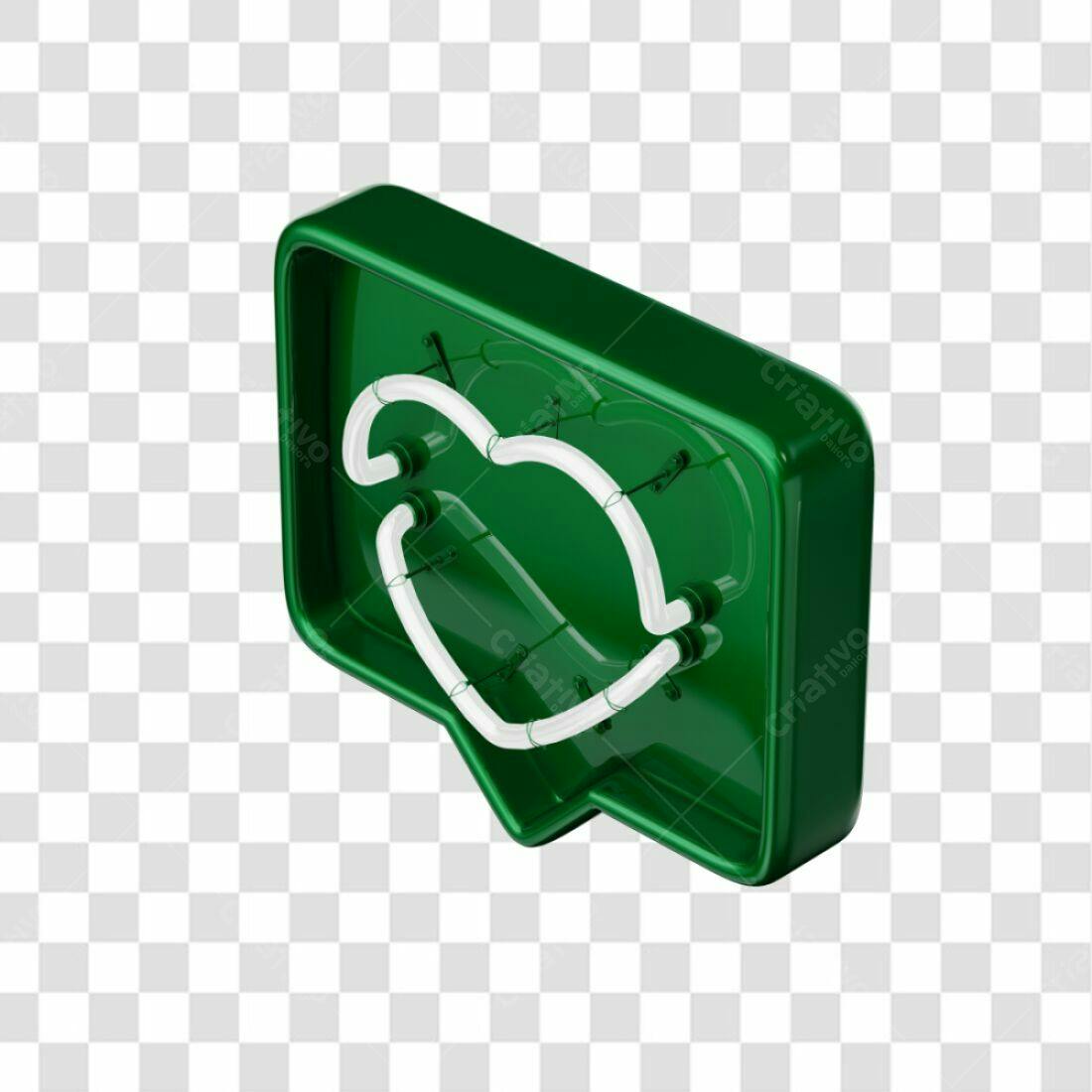 Icone de Curtida Neon Verde PNG com fundo transparente