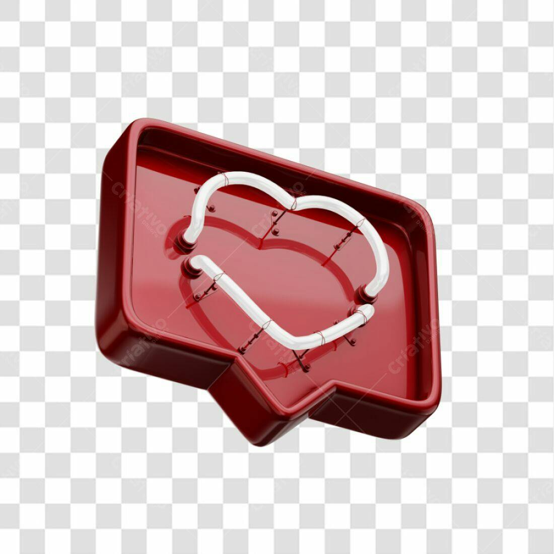 Icone Curtida Neon Vermelho PNG com fundo transparente