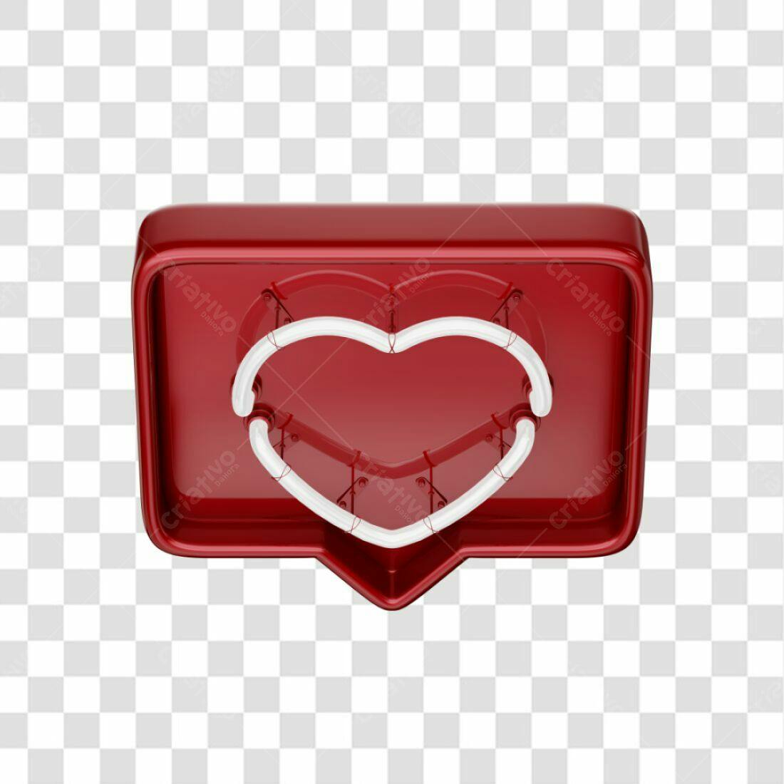 Icone Curtida Neon Vermelho PNG com fundo transparente