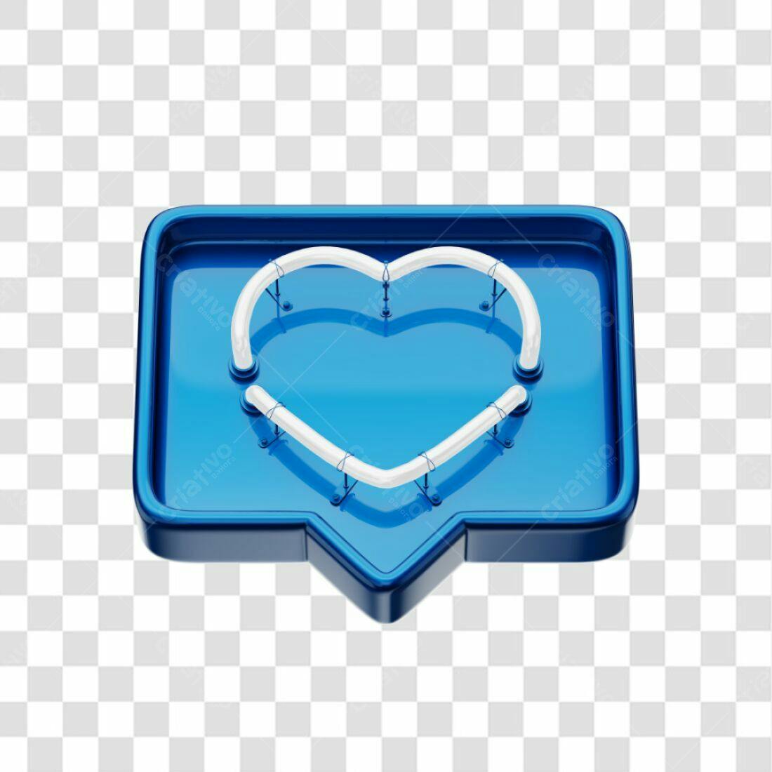 Icone Curtida Neon Azul PNG com fundo transparente
