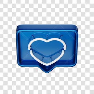 Icone 3d curtida like coração azul