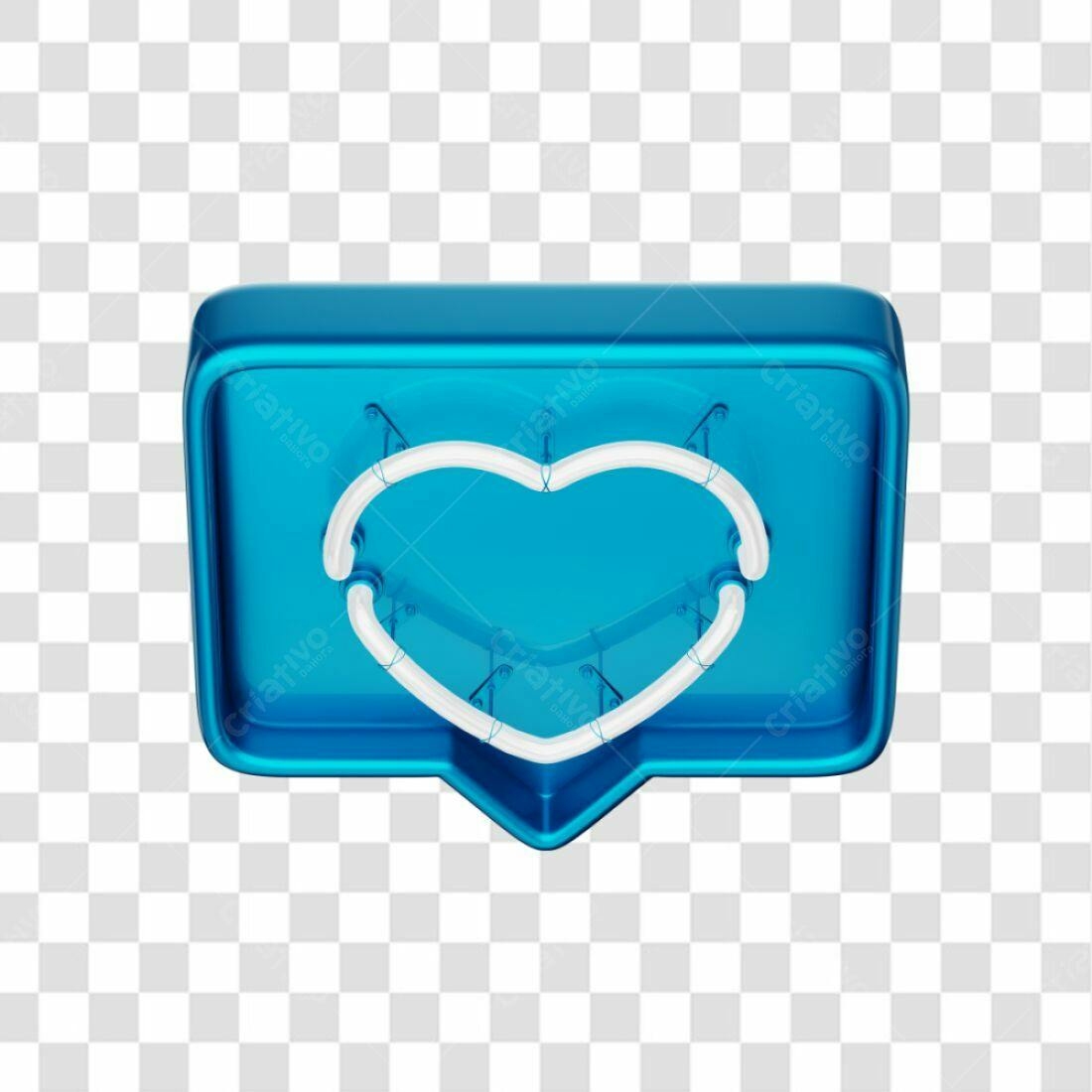 Icone Curtida Neon Azul PNG com fundo transparente