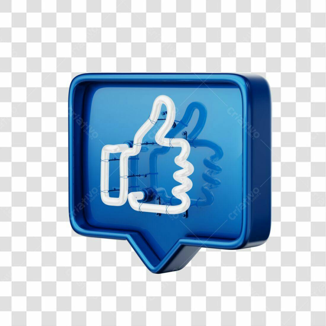 Icone Curtida em Neon Azul PNG com fundo transparente