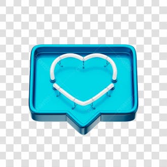 Icone 3d curtida like coração azul