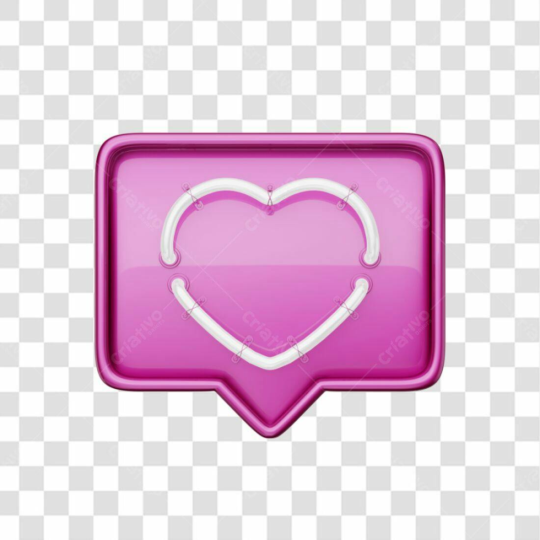 Icone Amor Neon Rosa PNG com fundo transparente