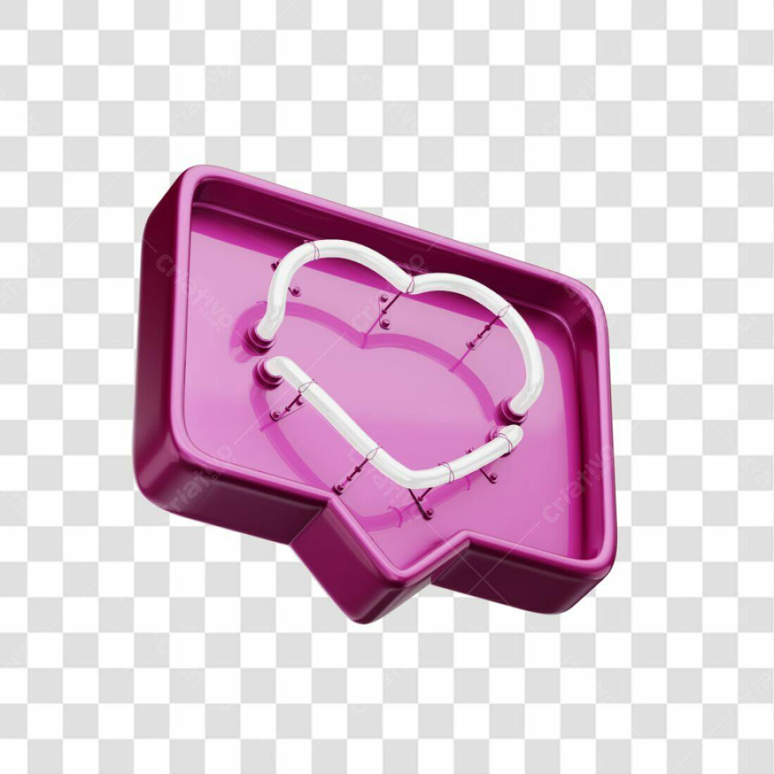 Icone Curtida Neon Rosa PNG com fundo transparente