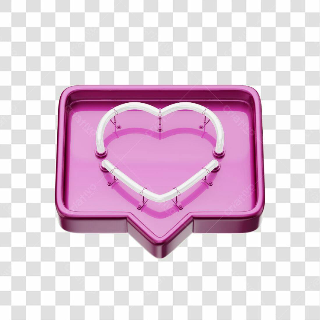 Icone Curtida Rosa Neon PNG com fundo transparente