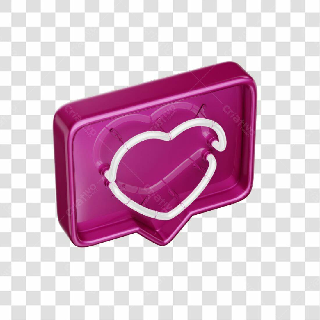 Ícone de coração neon rosa PNG com fundo transparente