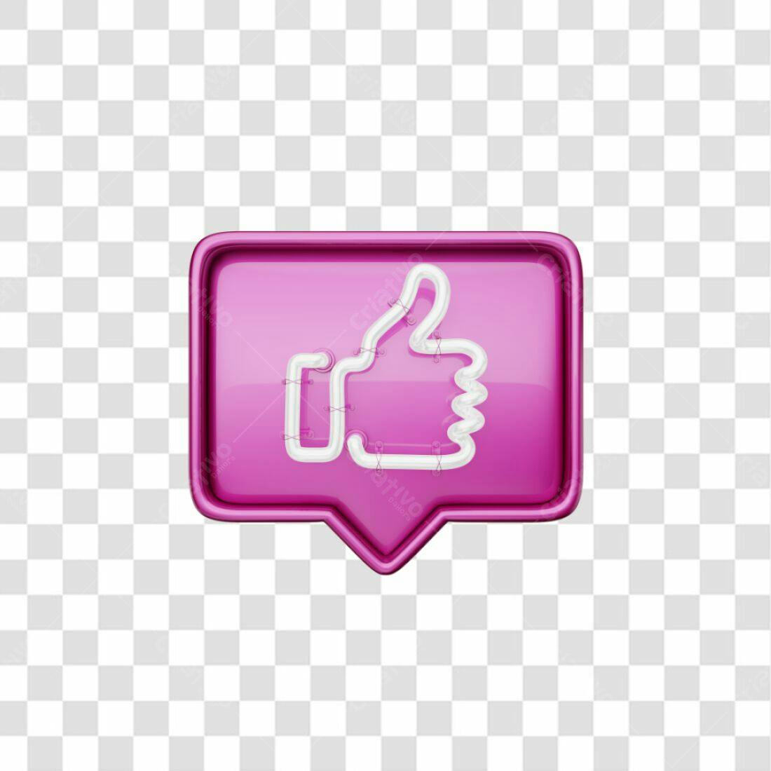 Ícone Curtida Rosa Neon PNG com fundo transparente