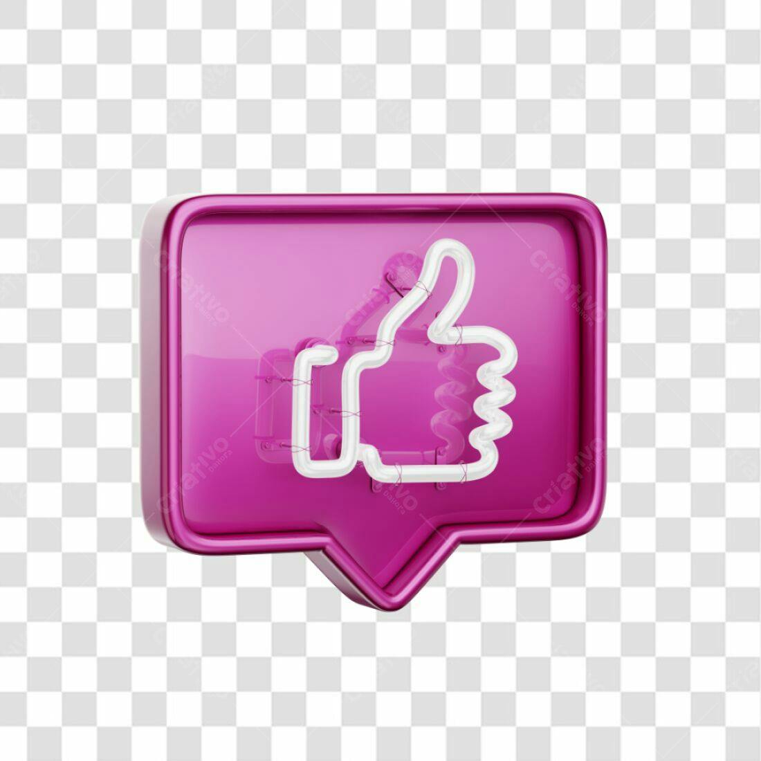Icone curtida em neon rosa PNG com fundo transparente