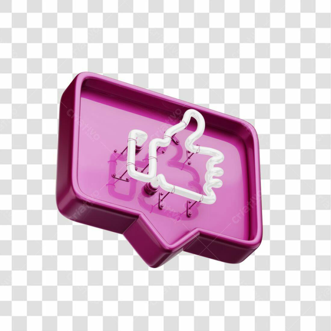 Icone Curtida em Neon Rosa PNG com fundo transparente