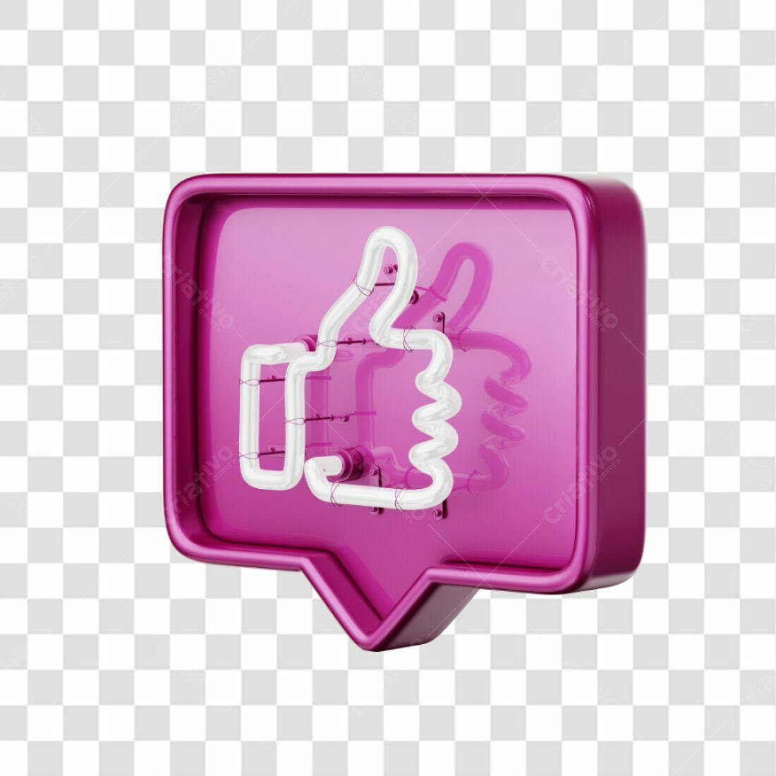 Icone Curtida em Neon Rosa PNG com fundo transparente