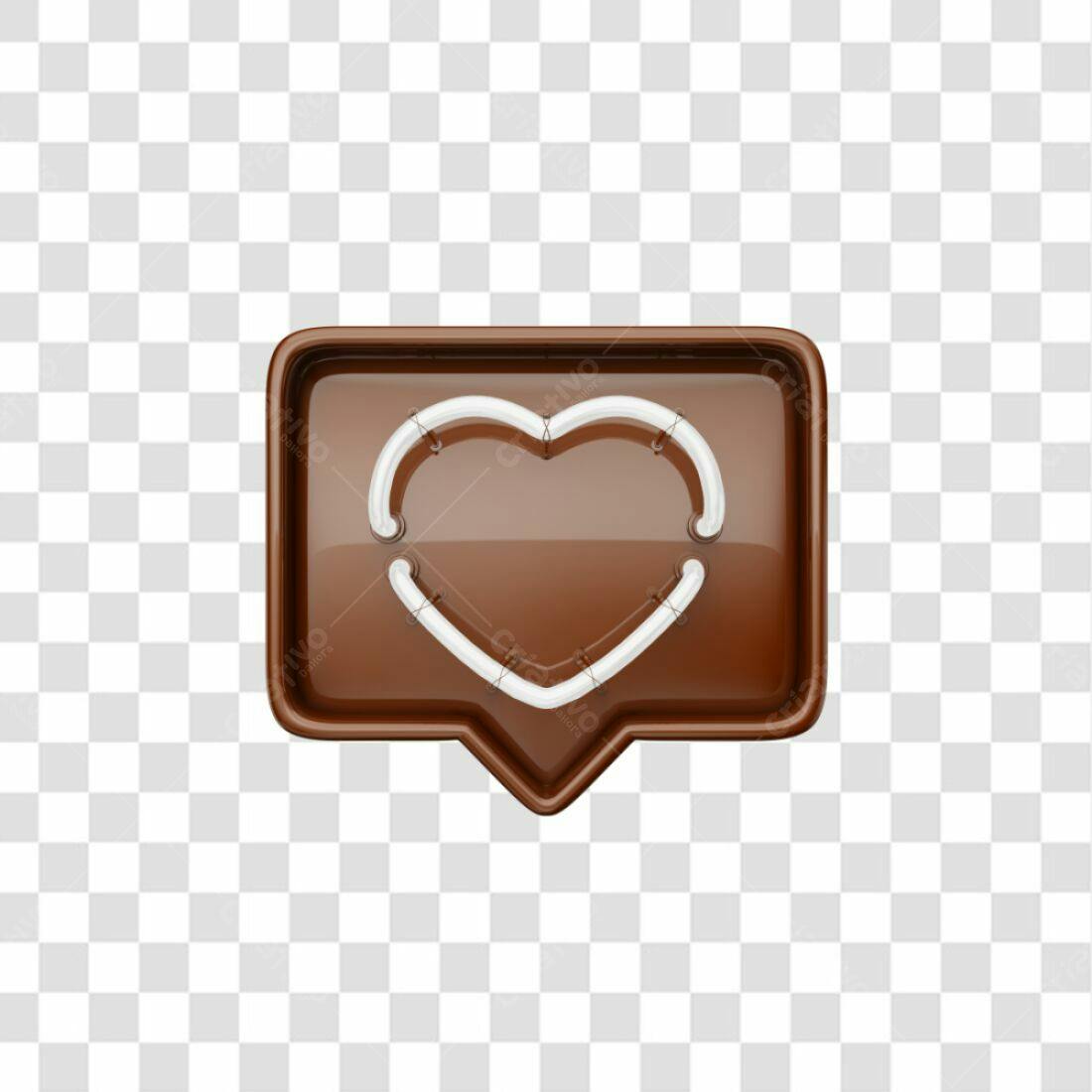 Icone Coração em Balão Marrom PNG com fundo transparente
