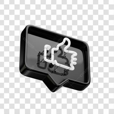 Icone 3D   Curtida   Like   Preto (3)