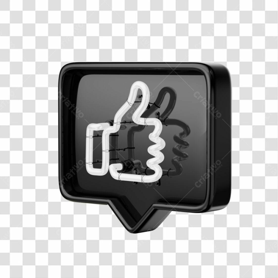 Icone Curtida em Neon PNG com fundo transparente