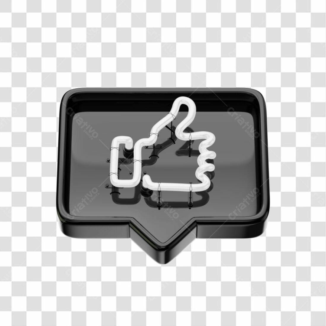 Ícone Curtida em Neon PNG com fundo transparente