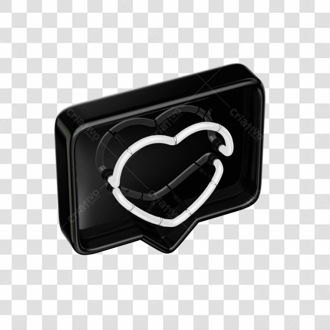 Icone de Curtida Neon PNG com fundo transparente