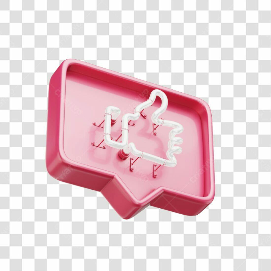 Icone Curtida em Neon Rosa PNG com fundo transparente