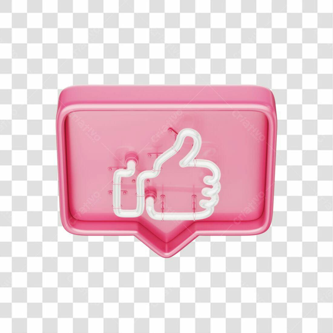 Icone Curtida em Balão Rosa PNG com fundo transparente