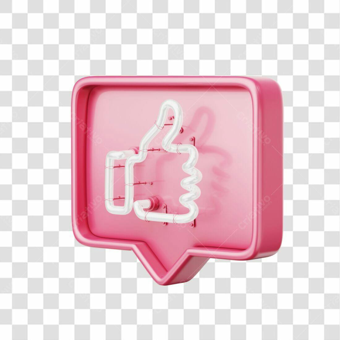Ícone Curtida em Neon Rosa PNG com fundo transparente