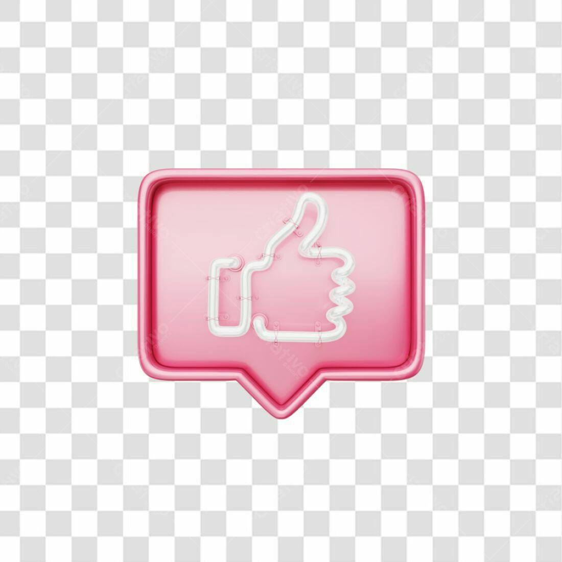 Ícone Curtida em Neon Rosa PNG com fundo transparente