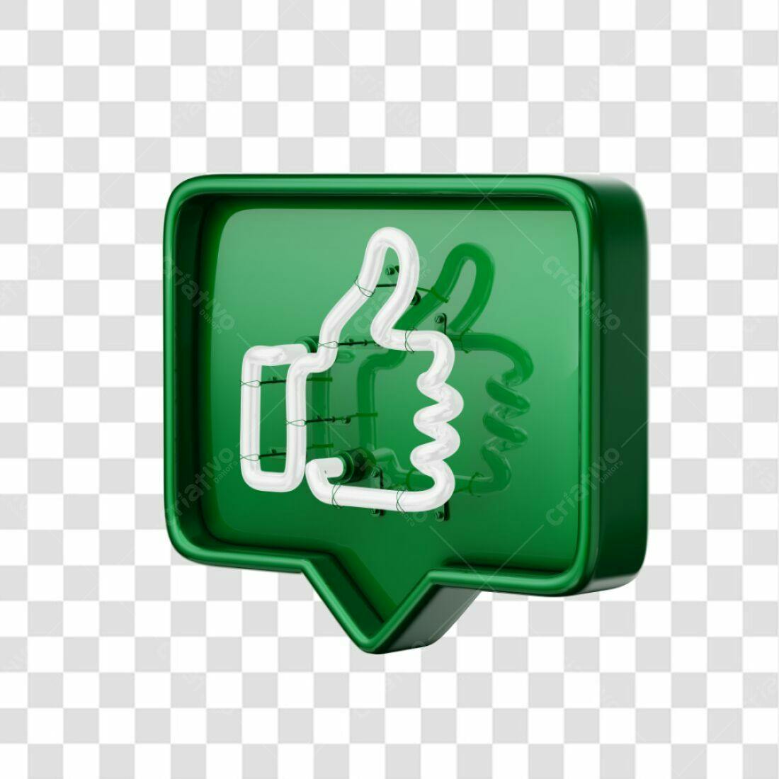 Ícone Curtida em Neon Verde PNG com fundo transparente